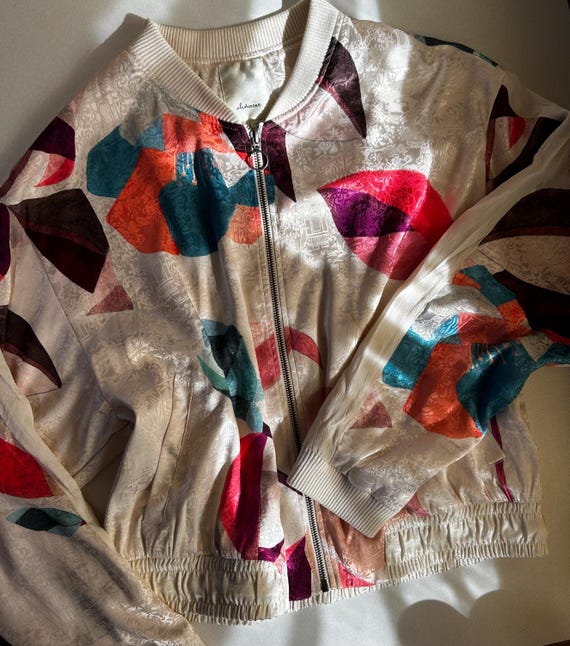 Patchwork Bomber Jacket L Silky Abstract Bomber J Gem