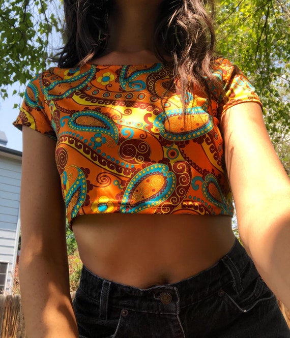 Retro 70s Crop Top / Vintage 70s Crop Top / Hippi… - image 2