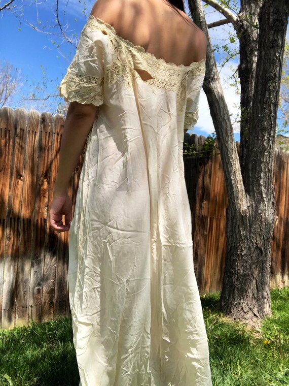 Edwardian Ivory Lace Nightgown / Edwardian Cotton… - image 5