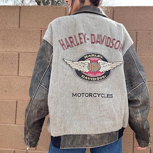 90s / Y2K Vintage Harley Davidson Leather Varsity Jackey / XXL / Harley Davidson Power V2 Motorcycle Jacket