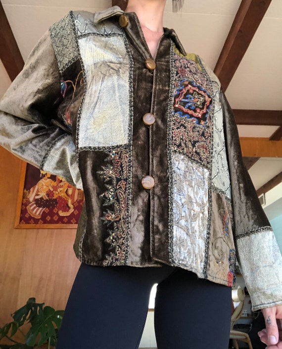 Patchwork Tapestry Jacket / Vintage Patchwork Jac… - image 5