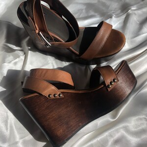 Joie Wooden Wedge Heel / Women’s 8 / Joie Wooden Heels / Wooden Wedge Heels/ Leather Ankle Strap/  Wedge Heels