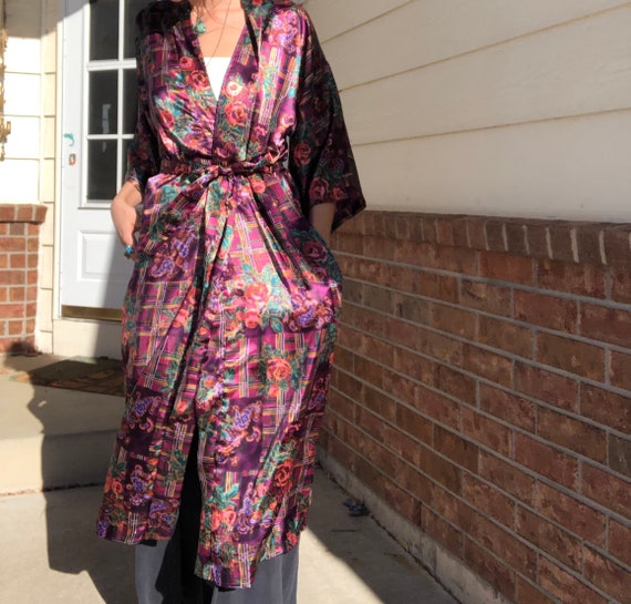 70s Paisley Robe / 70s purple Robe / 3/4 Length R… - image 6