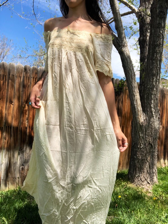 Edwardian Ivory Lace Nightgown / Edwardian Cotton… - image 4