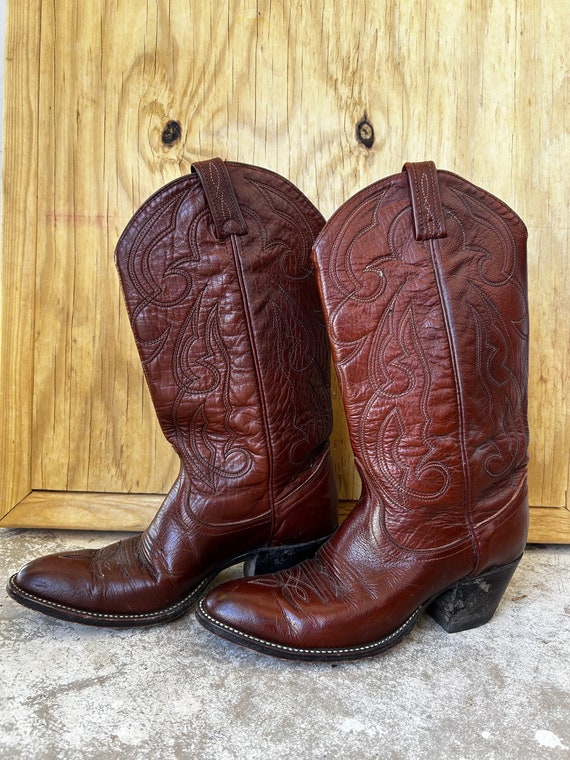 Dan Post Cowboy Boots / 8 / Vintage Leather Cowboy