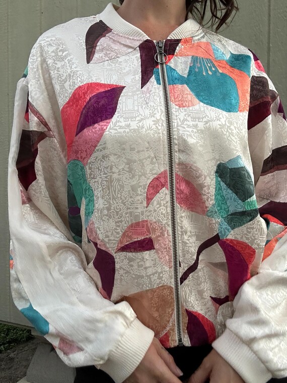 Patchwork Bomber Jacket L Silky Abstract Bomber J Gem