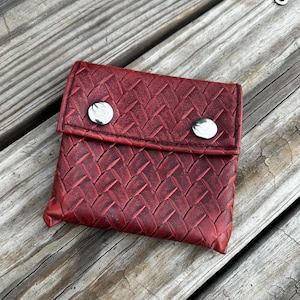 Cartera de piel trenzada / Monedero de piel / Monedero de piel trenzada / Cartera de piel burdeos / Cartera de piel marrón rojiza