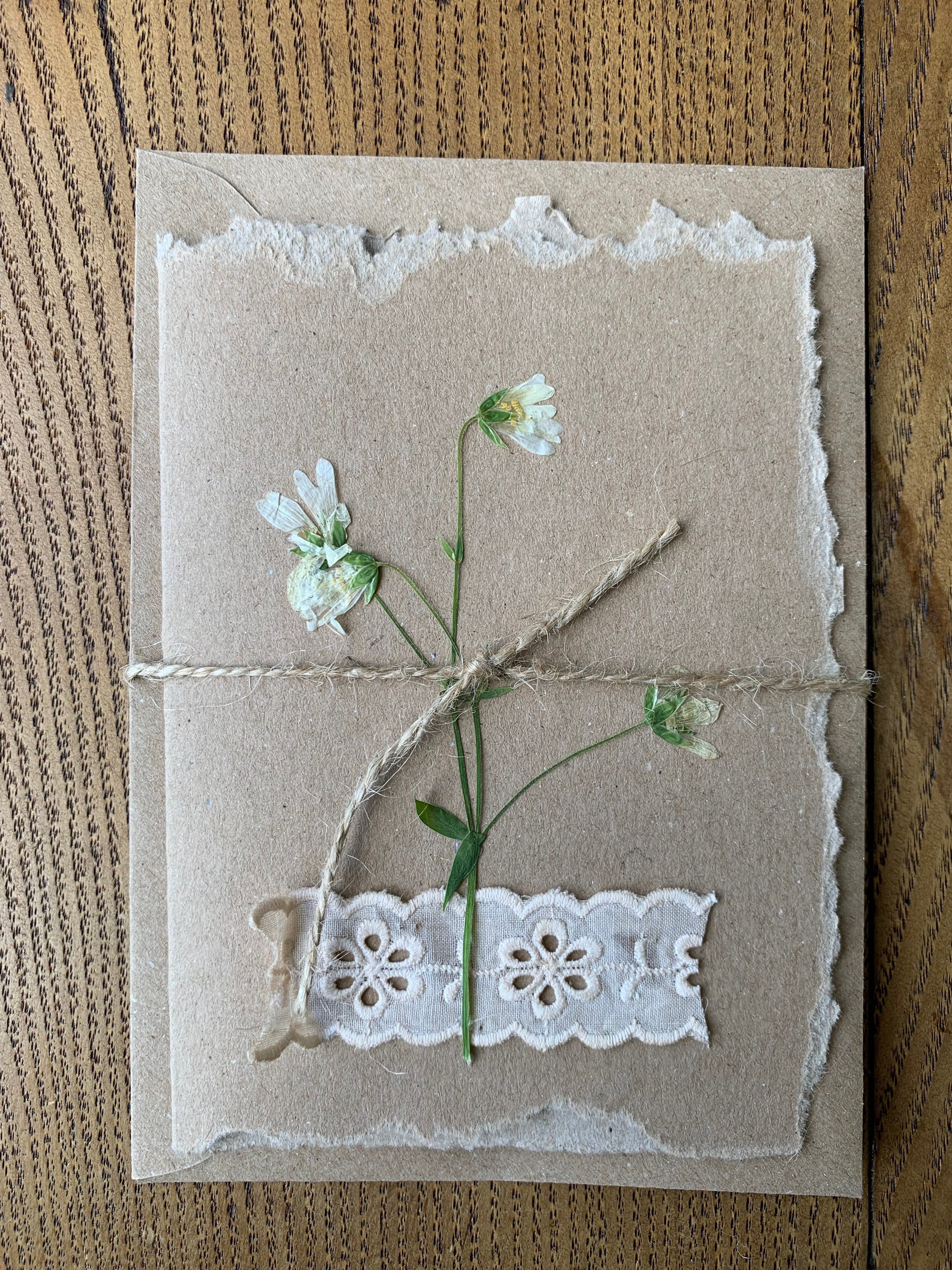 Pressed Flower & Vintage Lace Card Etsy