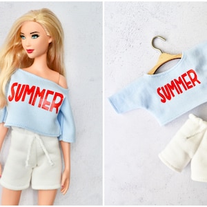 Doll Clothes, Sweatshirt And Short Outfit Set For 1/6 Scale Dolls