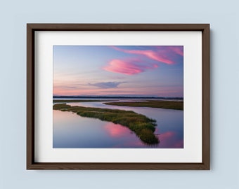 Plum Island Massachusetts, Newburyport MA Print, Sunset Landscape Print, Coastal Sunset Art, Vibrant Wall Art, Coastal Wall Decor, Marsh Art