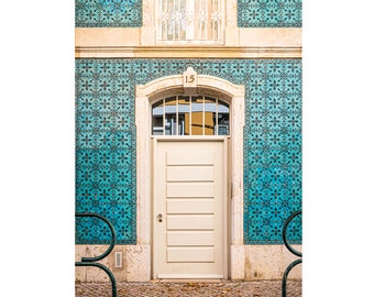 Portuguese Tile, Portugal Art, Lisbon Print, Lisbon Photography, Door Photography, Teal Wall Art, Portuguese Print, Tile Art, Lisbon Blue