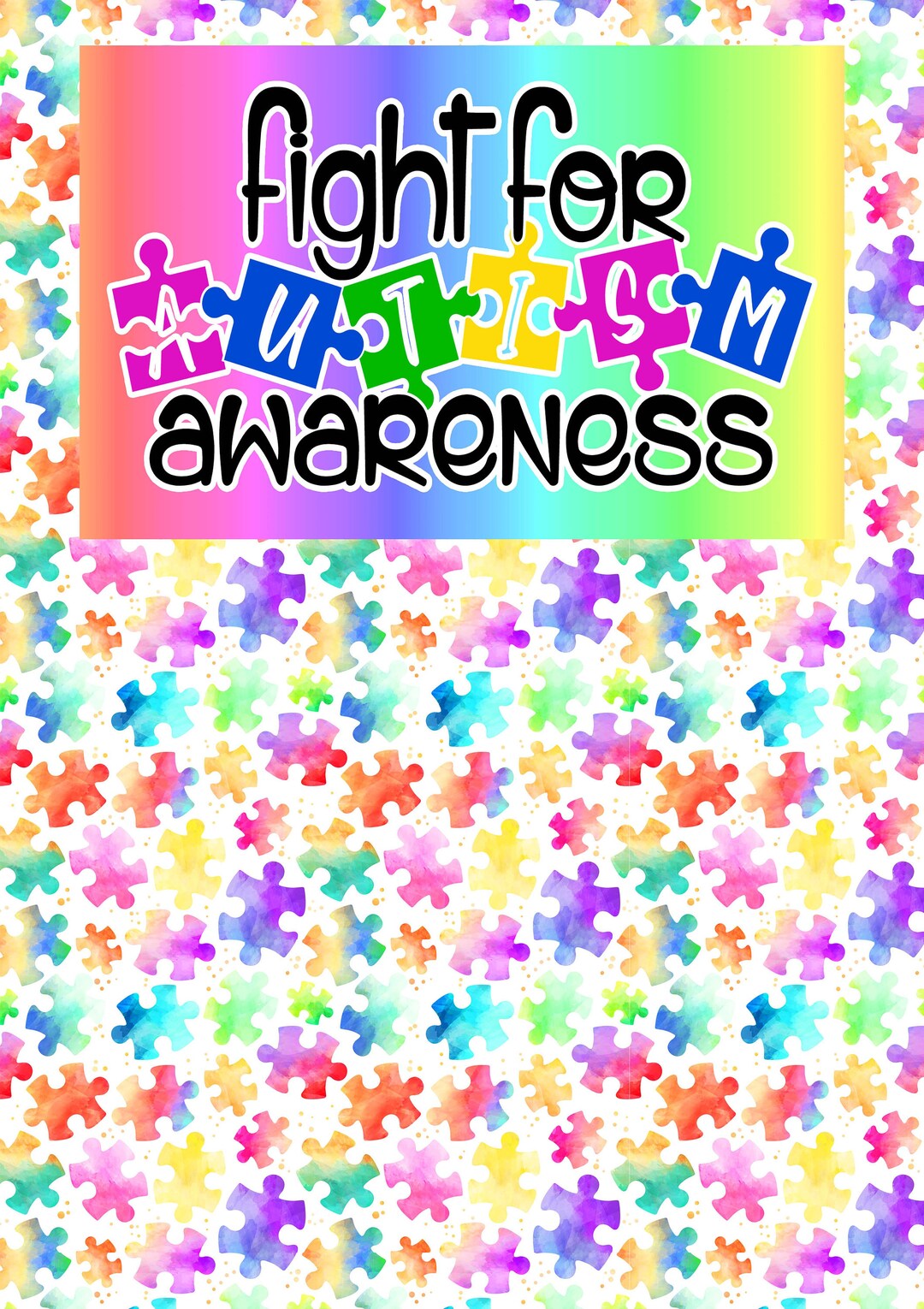 12 X 17 Autism Awareness HTV Watercolor Puzzle Pieces Ribbon Sheet ...