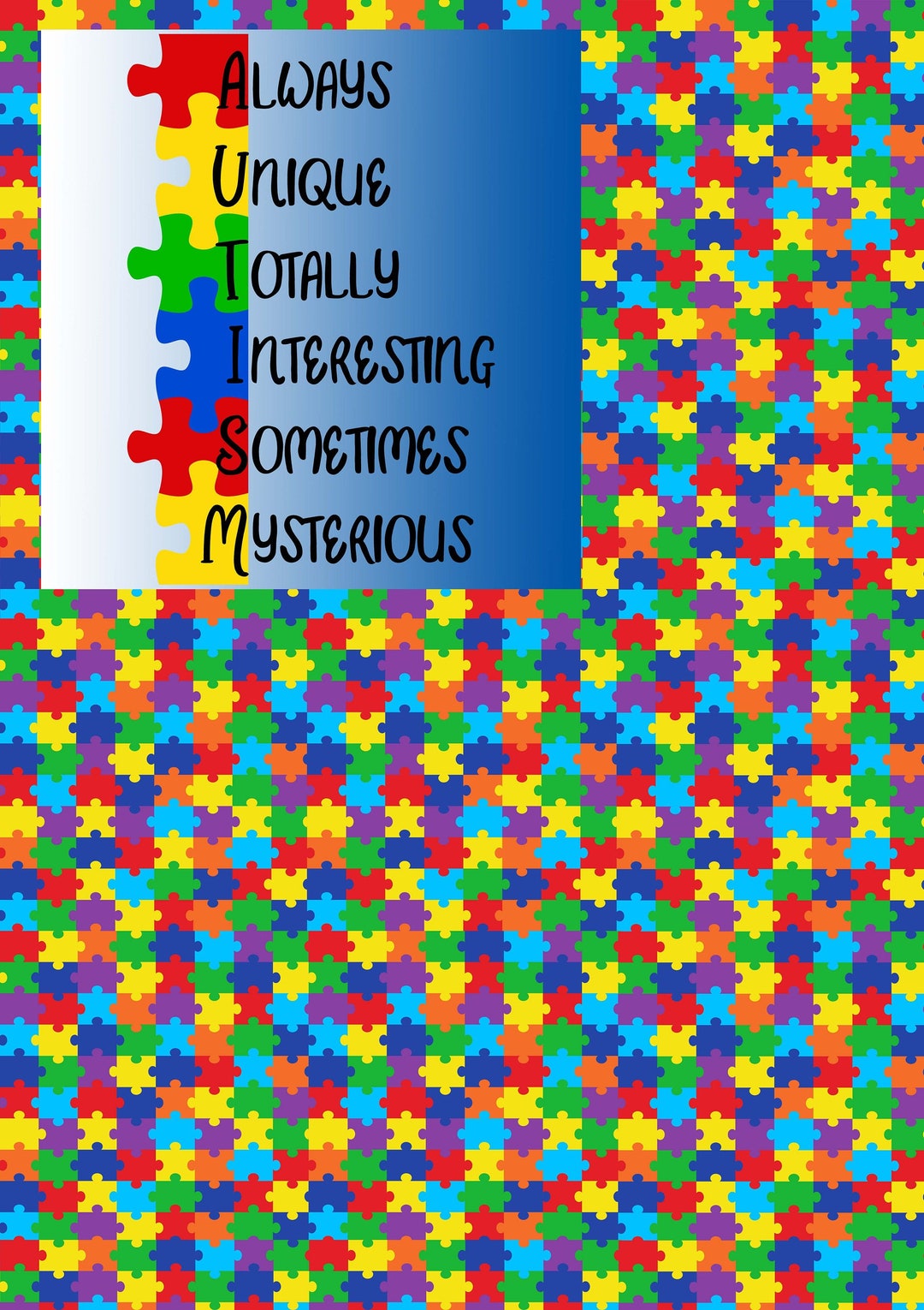 12 X 17 Autism Awareness HTV Rainbow Puzzle Pieces Ribbon Sheet ...