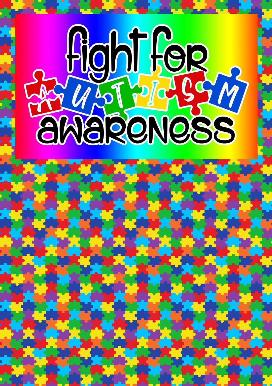 12 X 17 Autism Awareness HTV Fight Rainbow Puzzle Pieces Ribbon Sheet ...