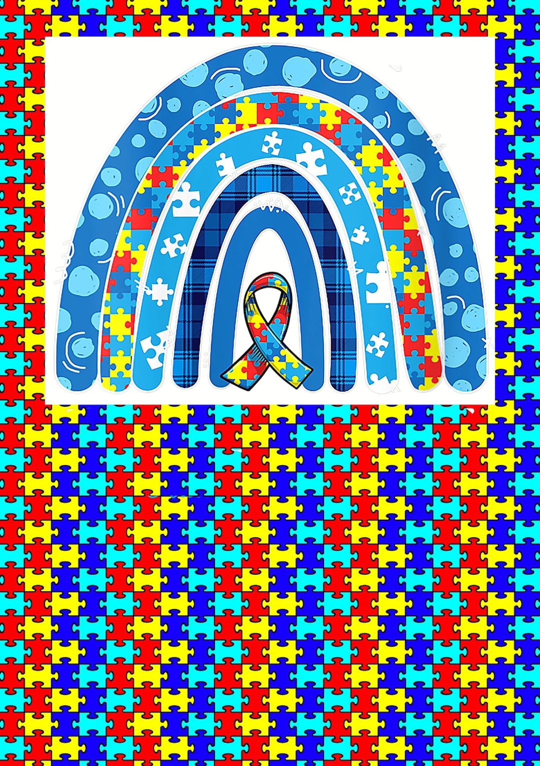 12 X 17 Autism Rainbow Awareness HTV Puzzle Pieces Ribbon Sheet ...