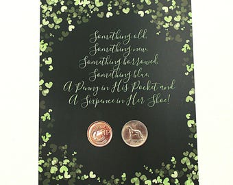 Irish Sixpence Penny for His Pocket Sixpence for Her Shoe Wedding Luck Genuine Irish Coins Heirloom Keepsake Wedding Rhyme Story Hearts