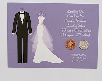 UK England Wedding Coins Penny for His Pocket Sixpence for Her Shoe Genuine English Coins Heirloom Keepsake Wedding Rhyme Origin Story Luck