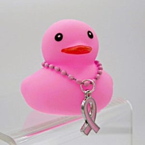 Breast Cancer Awareness Rubber Duck, Pink Ribbon Dashboard Decor, Hanging Ornament, Stocking Stuffer, Crusin Duck, Thinking of You Keepsake