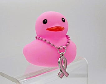 Breast Cancer Awareness Rubber Duck, Pink Ribbon Dashboard Decor, Hanging Ornament, Stocking Stuffer, Crusin Duck, Thinking of You Keepsake