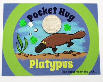 Saint Patrick's Day, Pocket Hug Platypus Card, Unique Pocket Token, Miss You Gift, Love You Gift, Pocket Charm, Pocket Gift, Platypus Facts