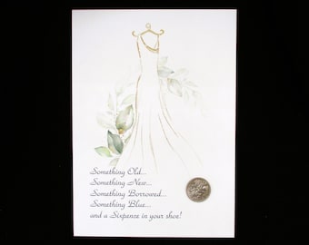 Lucky Sixpence for Bride: Genuine Queen Elizabeth II Coin, Something Old, Wedding Rhyme Story Card, Unique Gift, Keepsake Family Heirloom
