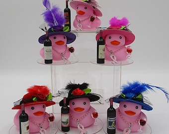 Breast Cancer Awareness Rubber Duck, Wine Time Duck, Pink Ribbon Dashboard Decor, Stocking Stuffer, Thinking of You Keepsake, Gift