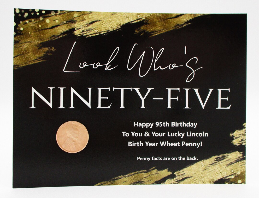 95th Birthday Card With 1929 Birth Year Lucky Lincoln Steel Wheat Penny