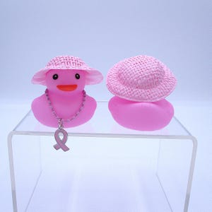 Pink Ribbon Rubber Duck, Straw Hat, Breast Cancer Awareness Gift Cool Pink Hat