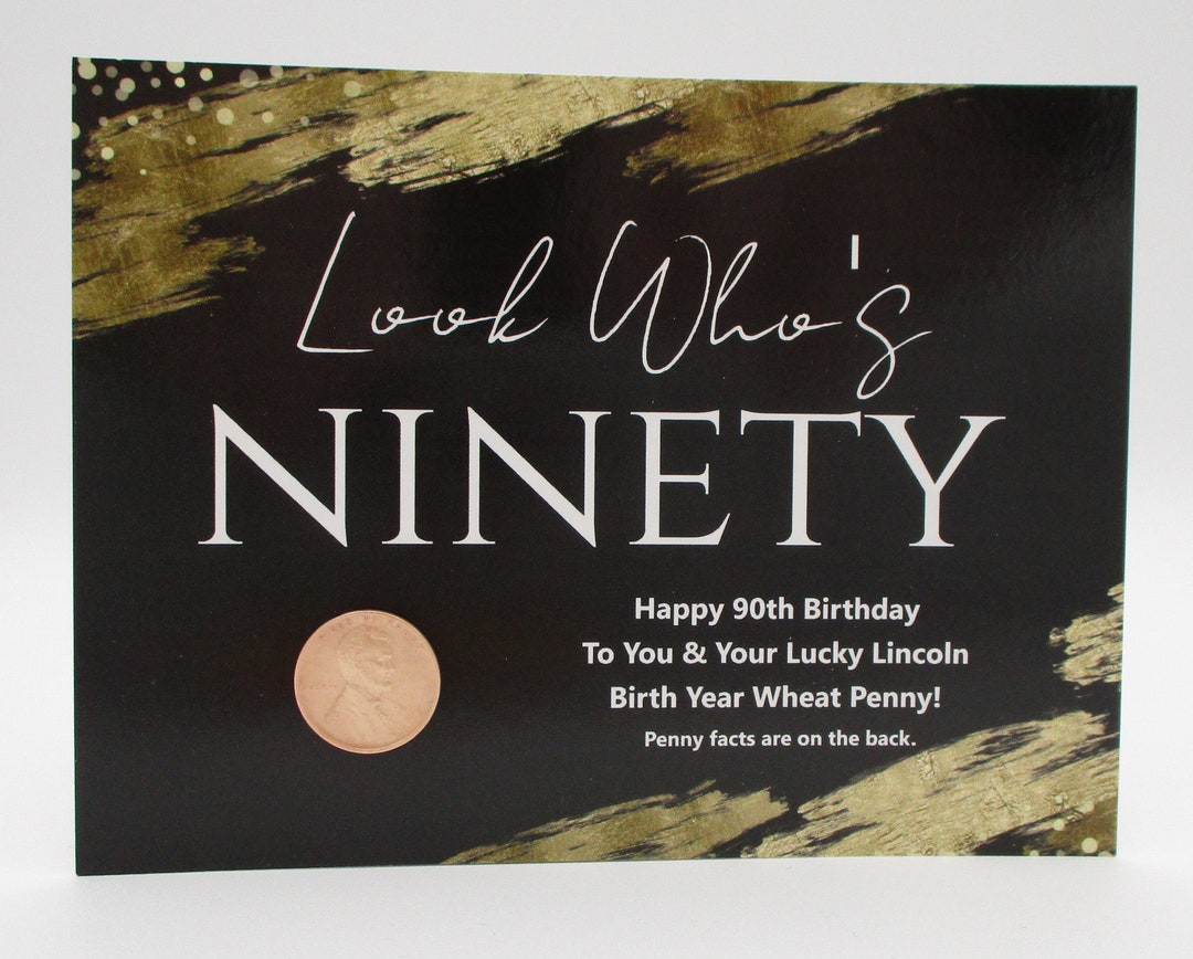 90th Birthday Card With 1934 Birth Year Lucky Lincoln Steel Wheat Penny