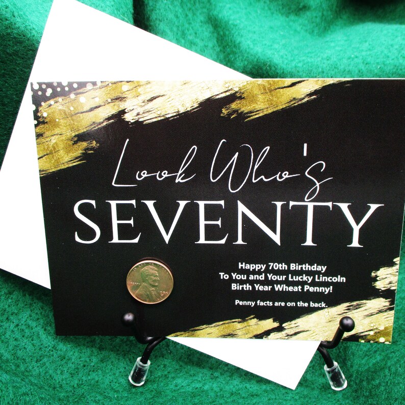 70th Birthday Card With 1954 Birth Year Lucky Lincoln Wheat Penny