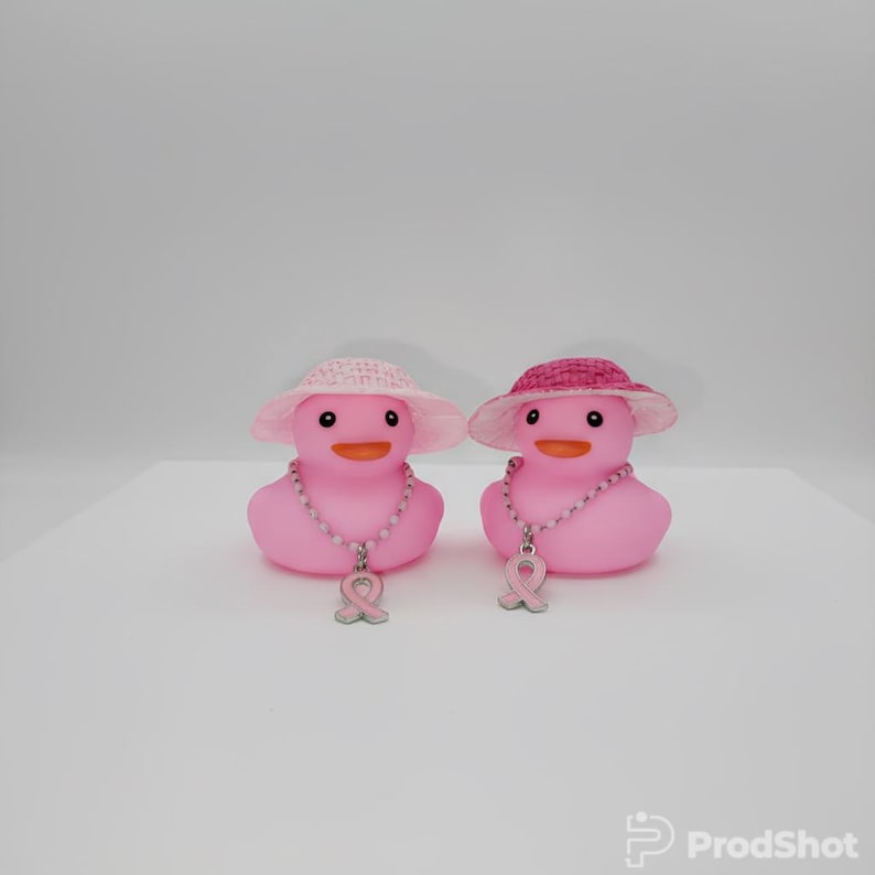 Pink Ribbon Rubber Duck, Straw Hat, Breast Cancer Awareness Gift image 14