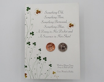 Irish Wedding Coins Penny for His Pocket Sixpence for Her Shoe Genuine Irish Coins Heirloom Keepsake Wedding Memento Irish Luck Shamrocks