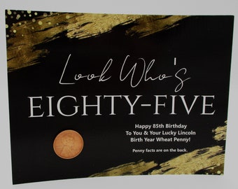 85th Birthday Card with 1939 Birth Year Lucky Lincoln Steel Wheat Penny, Unique Keepsake, History of Wheat Penny, For Anyone!  Coin Sleeve