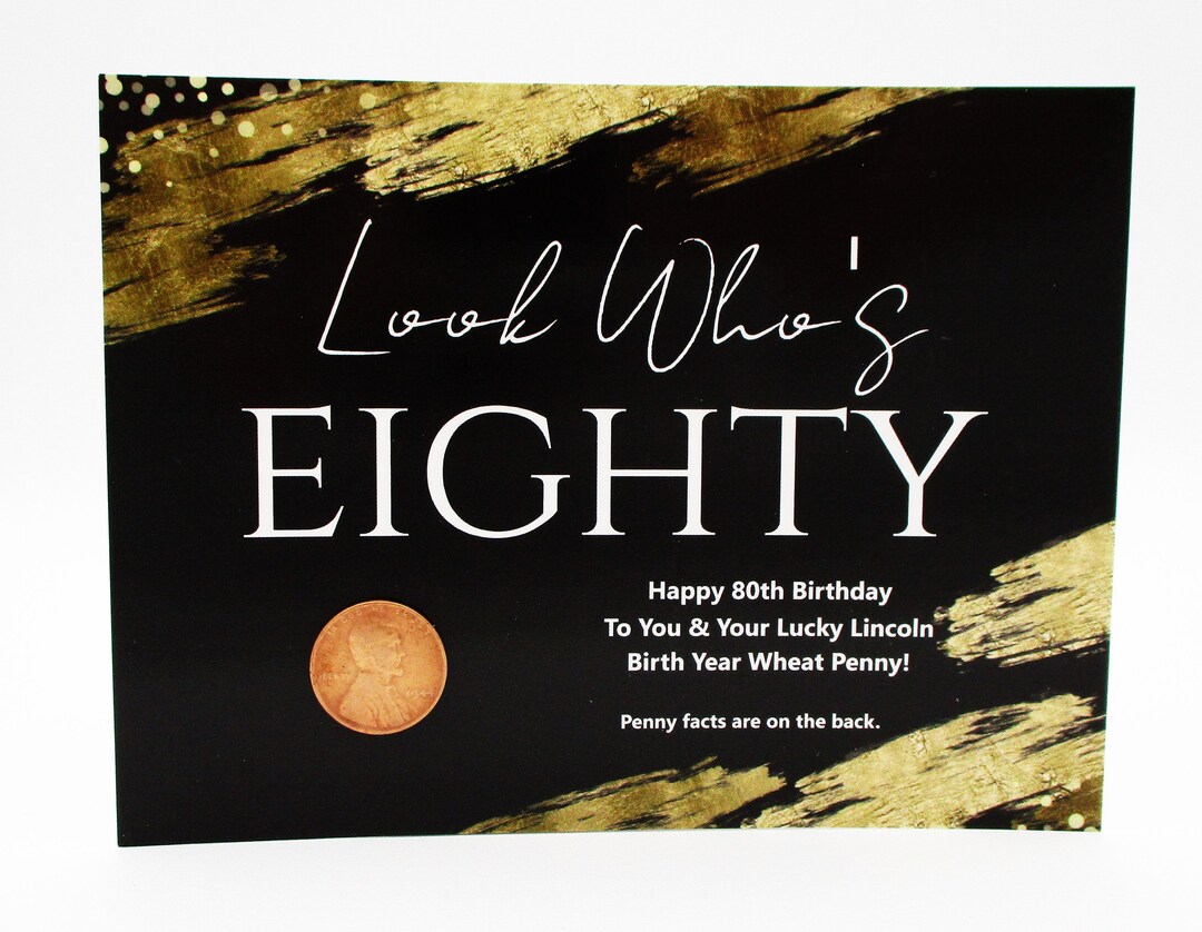 80th Birthday Card With 1944 Birth Year Lucky Lincoln Steel Wheat Penny