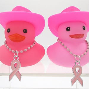 Breast Cancer Awareness Rubber Duck, Cowboy Hat Pink Ribbon Dashboard Decor, Hot Pink, Cool Pink Crusin Duck, Thinking of You, Keepsake Gift