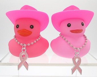 Breast Cancer Awareness Rubber Duck, Cowboy Hat Pink Ribbon Dashboard Decor, Hot Pink, Cool Pink Crusin Duck, Thinking of You, Keepsake Gift