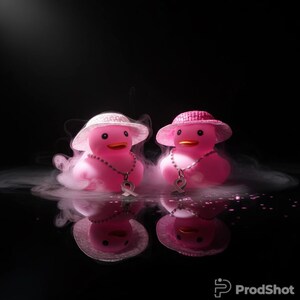 Pink Ribbon Rubber Duck, Straw Hat, Breast Cancer Awareness Gift image 15