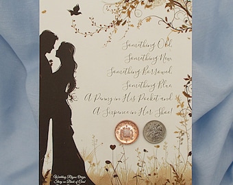 English Wedding Coins Penny for His Pocket Sixpence for Her Shoe Genuine English Coins Heirloom Keepsake Gift Origin of Wedding Rhyme Story©