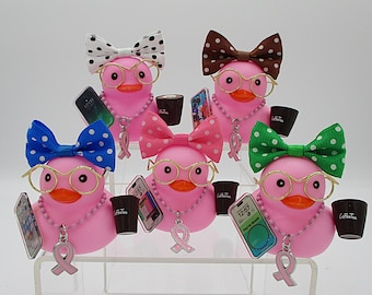 Pink Ribbon Breast Cancer Awareness Rubber Duck, Keepsake Gift