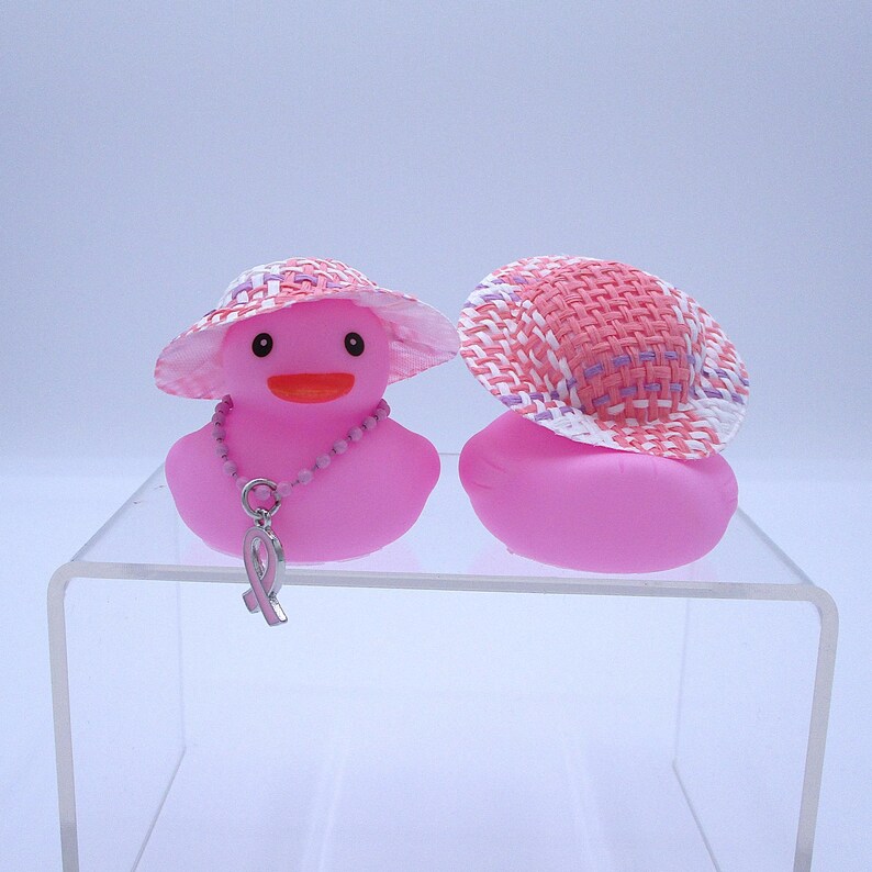 Pink Ribbon Rubber Duck, Straw Hat, Breast Cancer Awareness Gift Cool Pink Plaid Hat