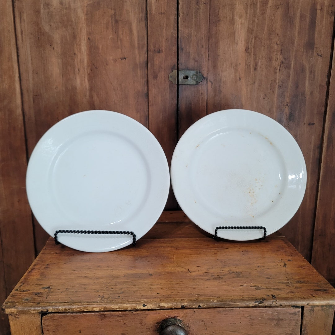 White Ironstone Plates Set With Hallmarks Maddock & Co Etsy