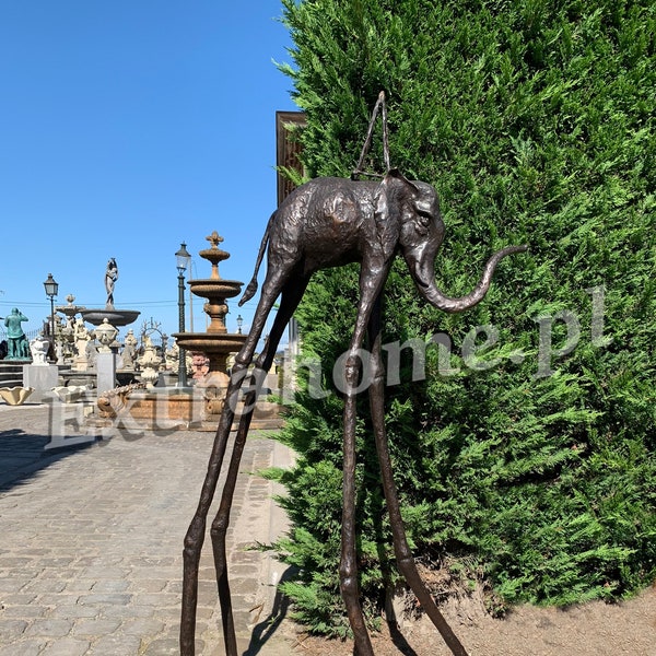 Impressionnante sculpture en bronze « Eléphant comme dans un tableau » H170cm a’la Salvador Dali