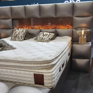 Bed with a fireplace