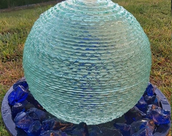 Fountain Emerald Ball 45cm ideal for the garden, living room, sphere glass