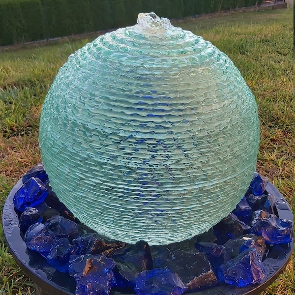 Fountain Emerald Ball 45cm ideal for the garden, living room, sphere glass