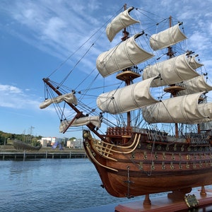 Wooden replica of the Sovereign Of the Seas 105cm tall ship