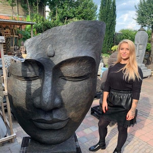 Buddha face freestanding sculpture H170cm oriental garden Rrytas