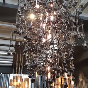 Luxurious Glass chandelier with metalwork &quot;Ice drops from the land of snow silver  h 120 cm/90cm