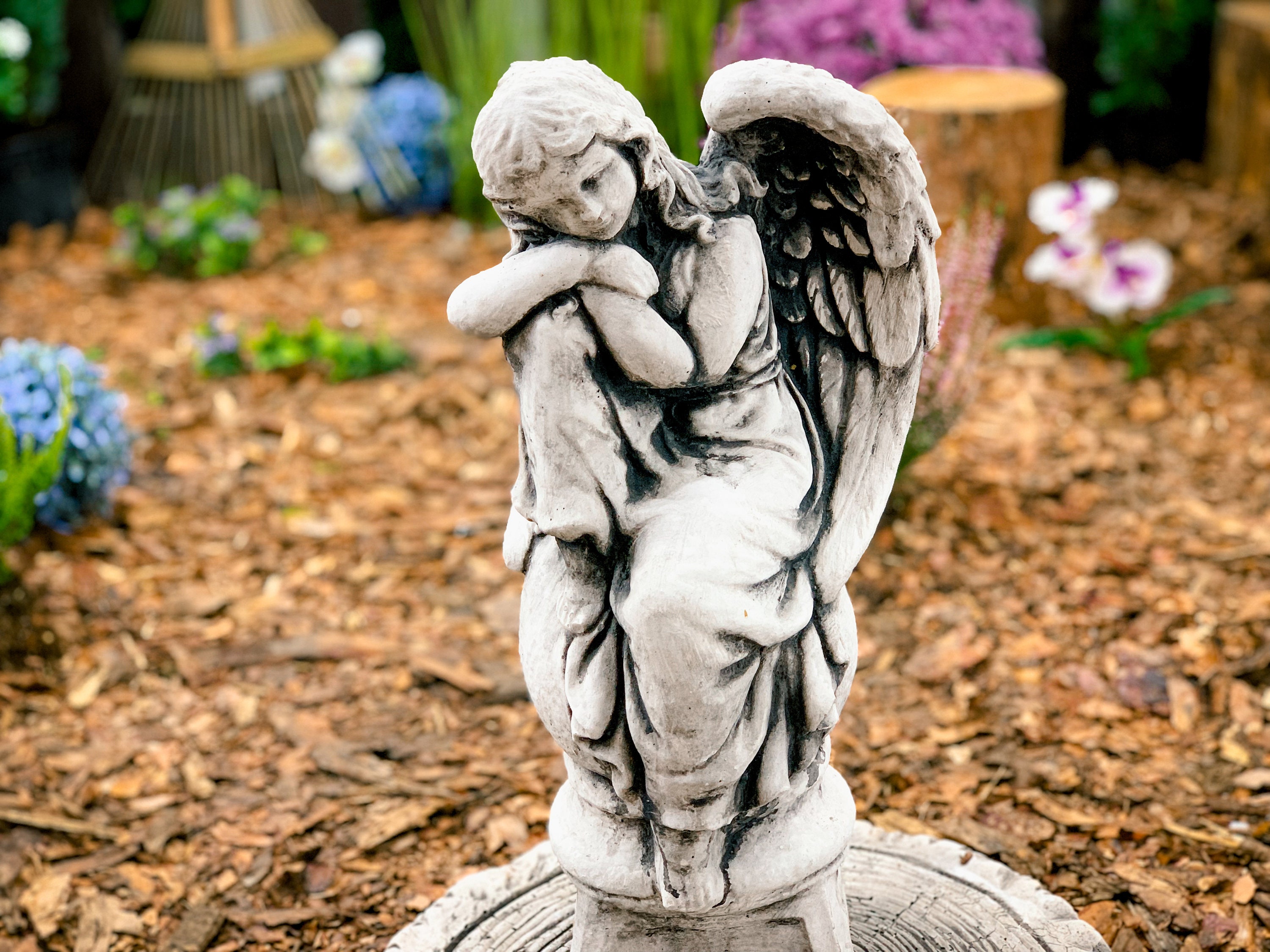 Concrete Angel On Pedestal Stone Figure Of Angel Statue Of Etsy