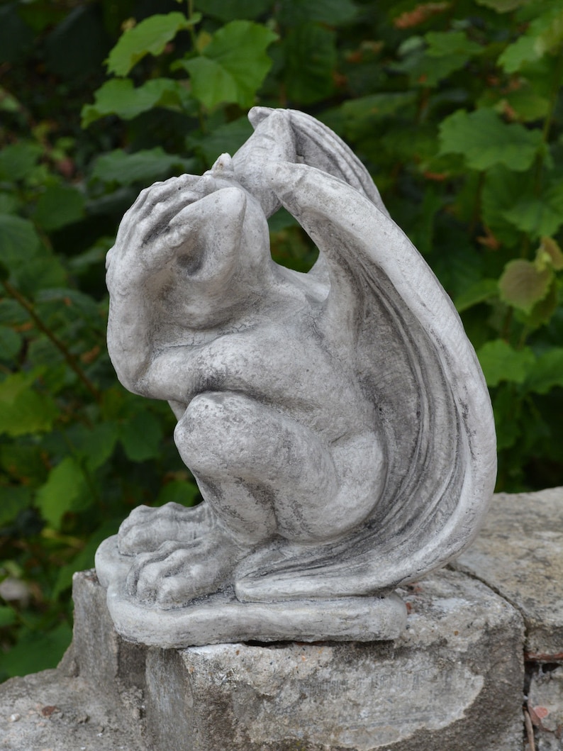 Gargoyle Statue Concrete Garden Statue Gothic Creature Etsy